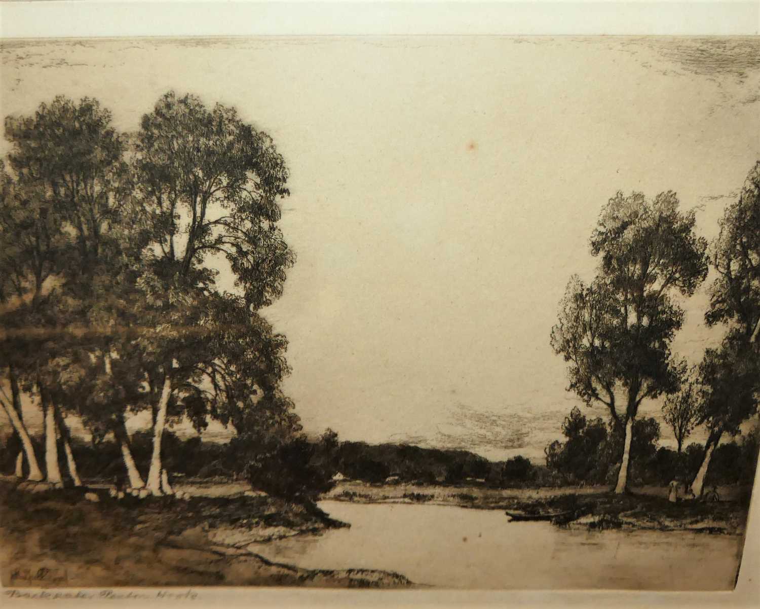 John Fullwood - Penton Hook Backwater, and Hampton on Thames, pair, etchings, titled in pencil to - Image 4 of 5