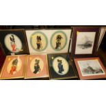 Assorted prints to include profile portraits of Napoleonic soldiers, naval interest, etc