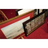 Assorted pictures and prints, a framed display of Ogden's cigarette cards etc