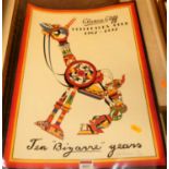 AM Kluneda - Ten Bizarre Years, Clarice Cliff Collectors Club poster, signed and numbered in