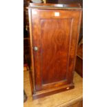 A Victorian mahogany single door bedside cupboard, having three-quarter gallery top, w.38.5cm
