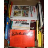 One box of hard and soft back books all related to train and model collecting to include the