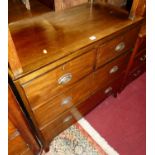 A 19th century mahogany and crossbanded squarefront chest, of two short over two long drawers, w.