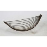 An Art Deco Austrian bronzed metal fruit basket, of slatted oval form, stamped Made in Austria and