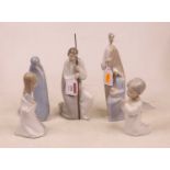 A Lladro Spanish porcelain figure group of Joseph, Mary and the infant Jesus, having printed