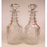 A pair of William IV cut glass mallet decanters and stoppers