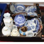 Two boxes of miscellaneous china, to include an Aynsley bone china vase of hexagonal form and