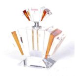 An Art Deco style clear and amber glass scent bottle, of fan shape, h.23cm