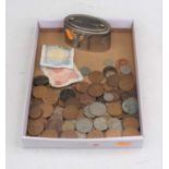 A Barclays Bank Limited home safe, together with various British coins and banknotes to include
