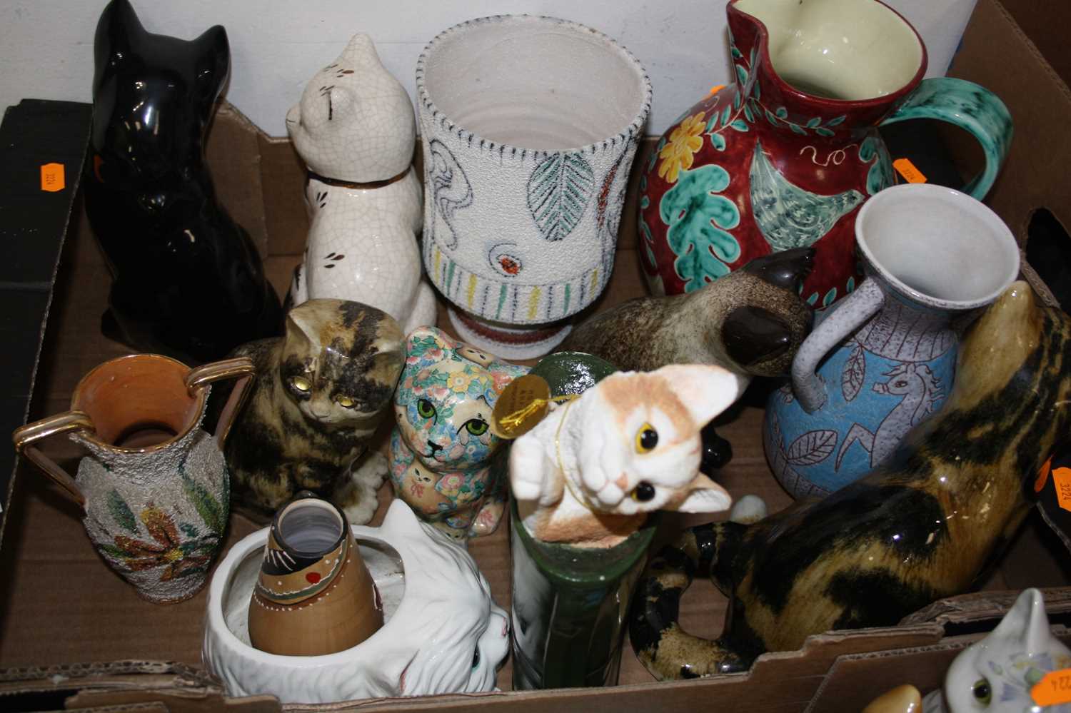 Two boxes of miscellaneous items to include a Winstanley cat, Copelands Spode Byron pattern transfer - Image 3 of 6