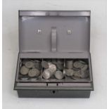 A collection of coins mainly being George VI shillings, but some foreign examples