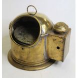 An early 20th century brass cased ships binnacle, the gimbal mounted compass marked to the brass