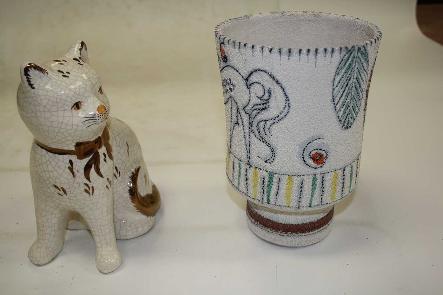 Two boxes of miscellaneous items to include a Winstanley cat, Copelands Spode Byron pattern transfer - Image 5 of 6