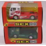 2 x Scaletrix Spanish SCX Mercedes Trucks to include, No. 83650 'Antar' livery, (unopened and