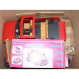 A large box containing a boxed vivid Imaginaions plastic Mini Cooper with Sindy doll, also a boxed