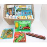 A large quantity in one box of mixed modern issue children's toys, mostly boxed including Thomas the