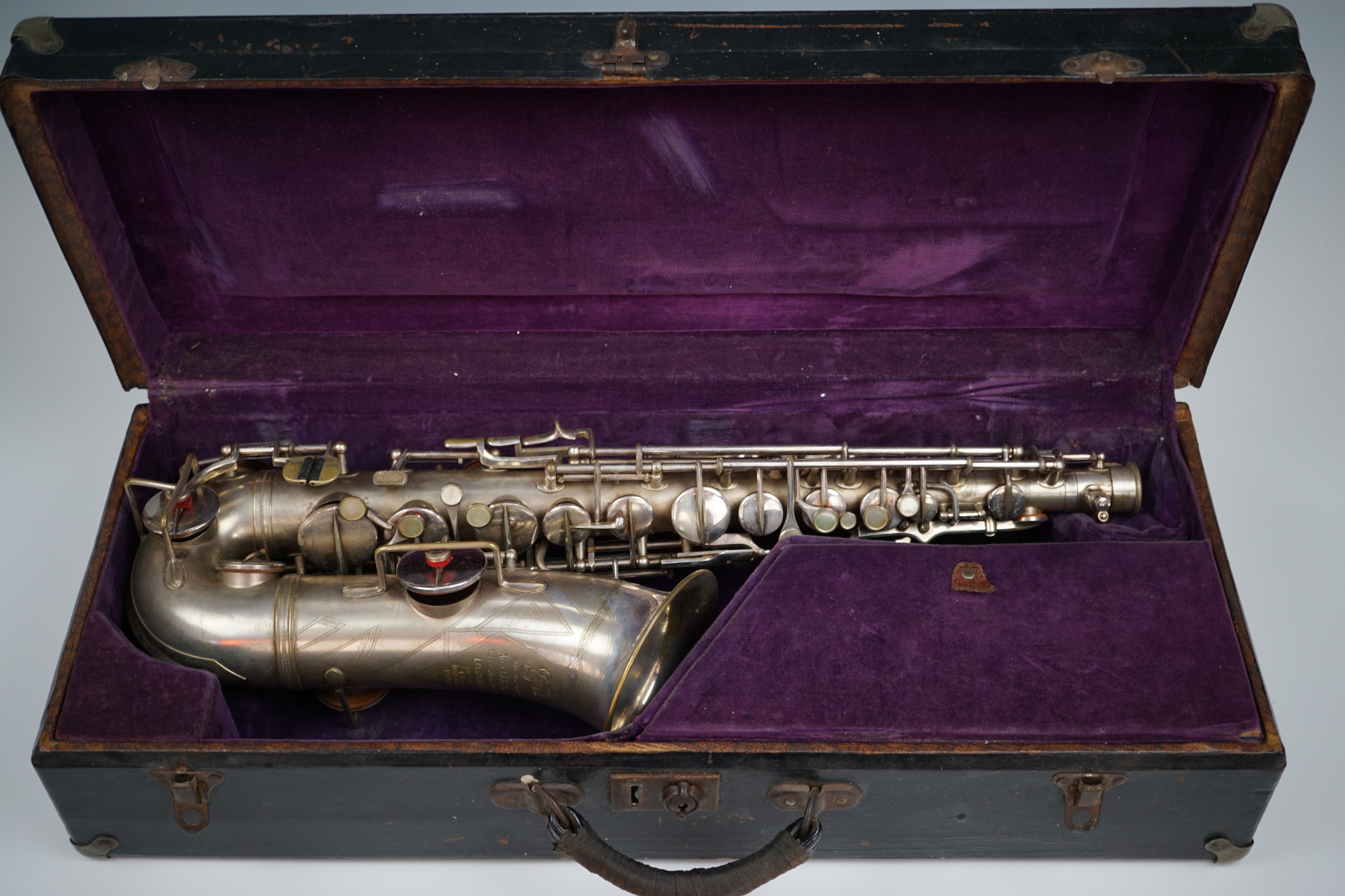 A vintage Alex Smith Sioma saxophone, circa 1930s