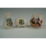 Three items of crested china including one depicting Great War Allied flags
