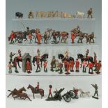 A quantity of late Victorian die-cast lead toy soldiers and farm yard animals