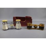 Mother-of-pearl and one other set of opera glasses together with a set of late 19th Century field