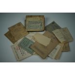 A quantity of ephemera including Second World War RASC service documents and ration books