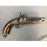 A Victorian commercial Coast Guard or Royal Navy pattern percussion pistol by George H Daw, the