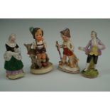 A Hummel "Little Goat Herder" together with three other comical and romantic figurines