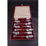 A set of six George III silver Hanoverian pattern tea spoons, Christian Ker Reid, Newcastle, in