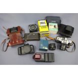 Canon EOS5000, Zeiss Ikon, Zenit-E and Kodak folding Brownie 6-20 cameras etc
