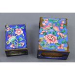 Two Chinese / Canton enamel matchbox covers