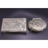 Two electroplate trinket or jewellery boxes, largest 15 cm x 9 cm