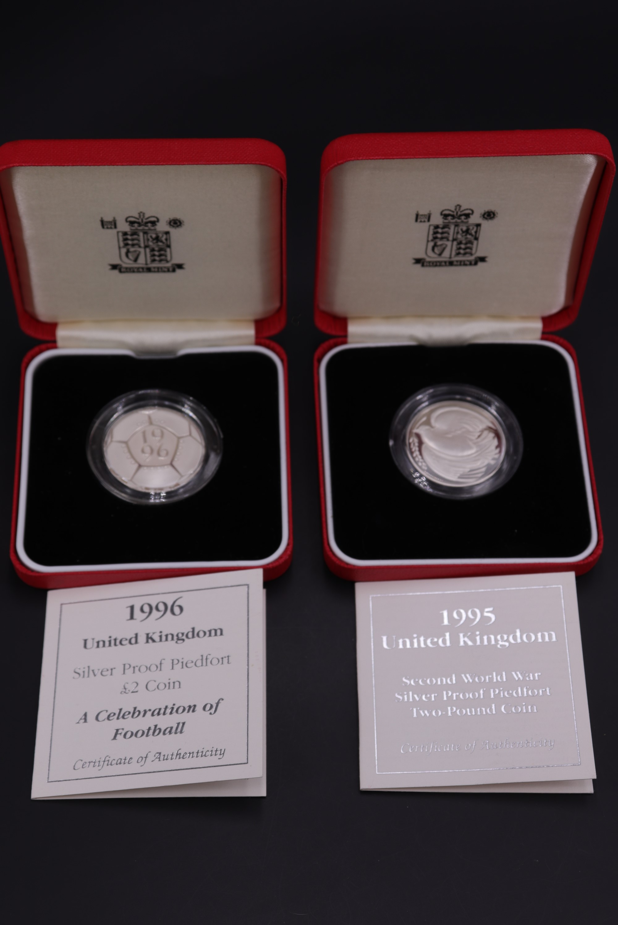 A 1996 Royal Mint silver proof Piedfort "A Celebration of Football" two pound coin, cased with - Image 2 of 2