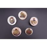 Five mother-of-pearl sweetheart brooches