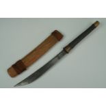 An antique Burmese dha knife, 42 cm overall