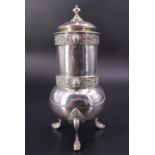 A George Irish silver sugar caster, of cylindrical form with oblate base supported on sort