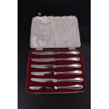 A cased set of six silver-handled tea knives, Viners, 1964