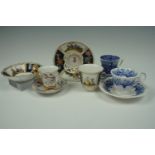 A Meissen Augustus Rex trembleuse cup and saucer together with other porcelain cups and saucers