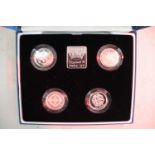 A Royal Mint 1994-1997 UK silver proof Piedfort one pound coin set together with a silver bullion