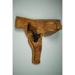 A blank firing replica Colt Single Action Army revolver, holster and cartridge belt