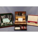 A canteen of electroplate King's pattern cutlery together with cased sets of Ivorine-handled cutlery