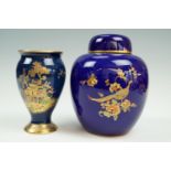 A Carlton Ware ginger jar and vase, circa 1930s, former 19 cm