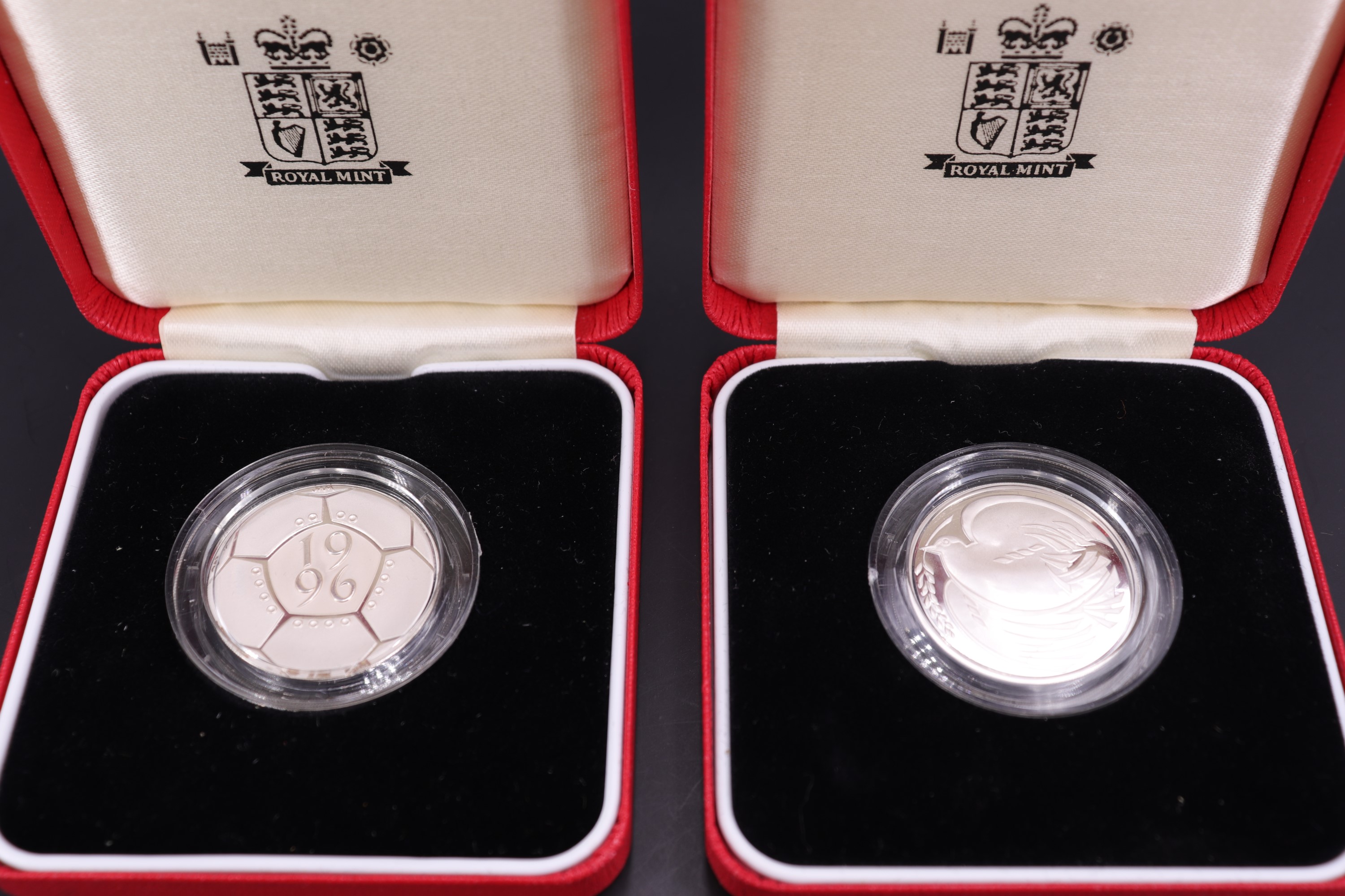 A 1996 Royal Mint silver proof Piedfort "A Celebration of Football" two pound coin, cased with