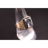 A 9ct gold and polished haematite signet ring, the rectangular matrix intaglio-engraved in depiction