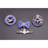RAF and Air Training Corps enamelled white metal sweetheart brooches / badges, stamped silver