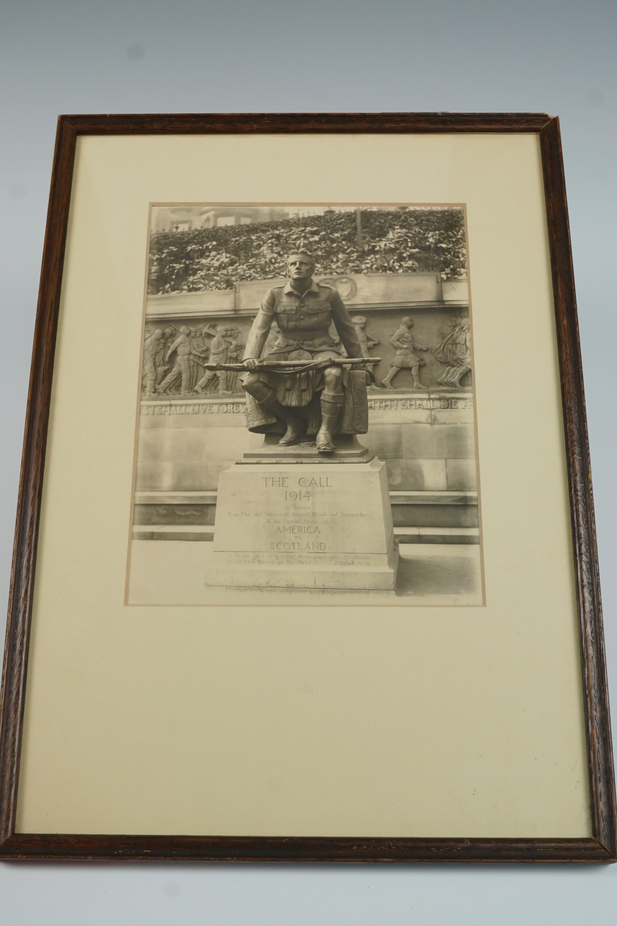 A period monochrome photograph of the Scottish American Memorial at Edinburgh, given by Scottish-