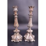 A pair of contemporary neo-Baroque Cypriot white metal candlesticks, bearing European silver