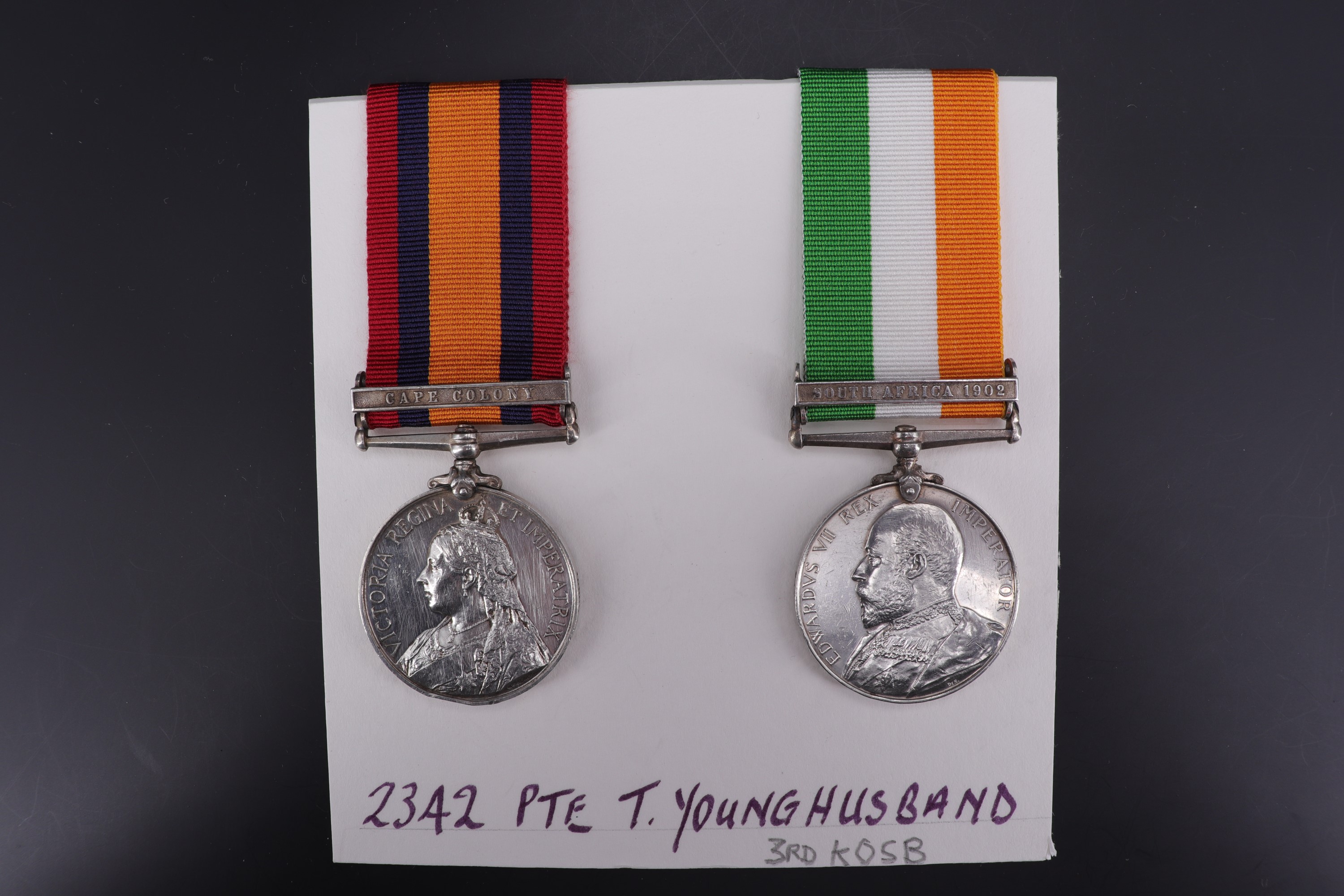 Queen's and King's South Africa medals to 2342 Pte T Younghusband, 3rd KOSB