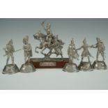 Five Charles C Stadden for Buckingham Pewter sculptures of 18th - 19th Century British soldiers,