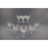 Eight Webb Corbett Crystal "Welton" pattern wine glasses, in original cartons