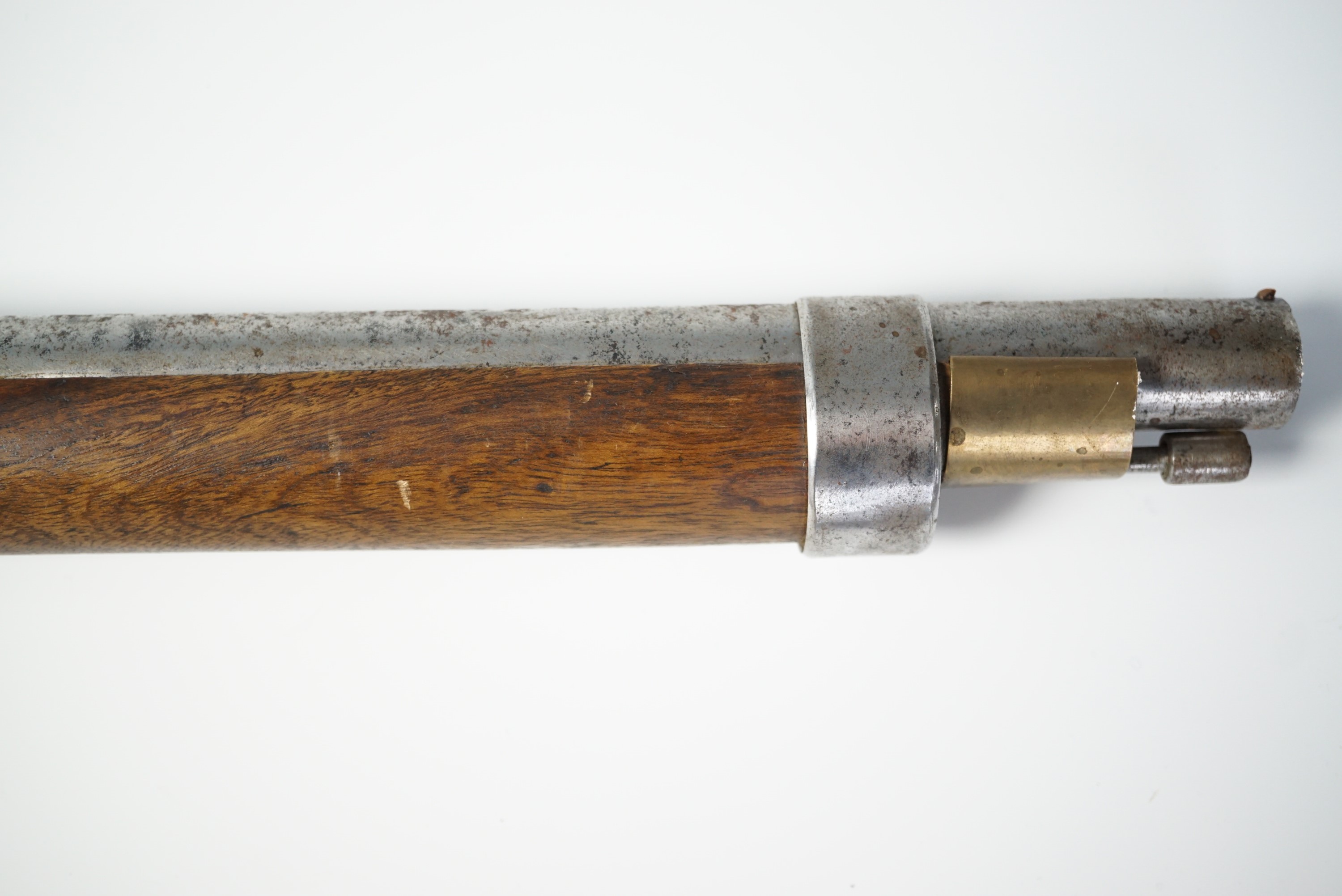A 19th Century Indian percussion musket, utilising a modified earlier toradar musket barrel and East - Image 5 of 8
